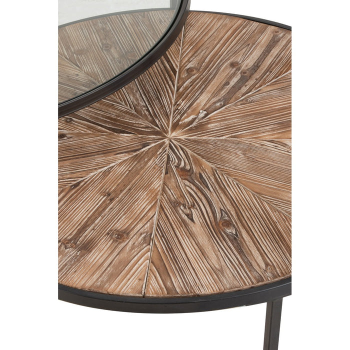 Salontafel Zwart Fir hout Rond 91 cm 91x91x41 cm-Salontafels-J-Line
