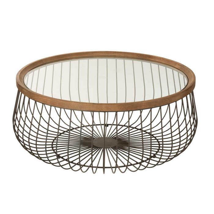 Salontafel Zwart Glas Rond 100 cm 100x100x45 cm-Salontafels-J-Line
