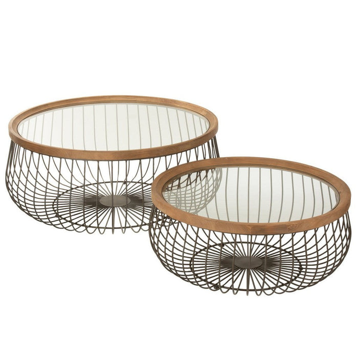 Salontafel Zwart Glas Rond 100 cm 100x100x45 cm-Salontafels-J-Line