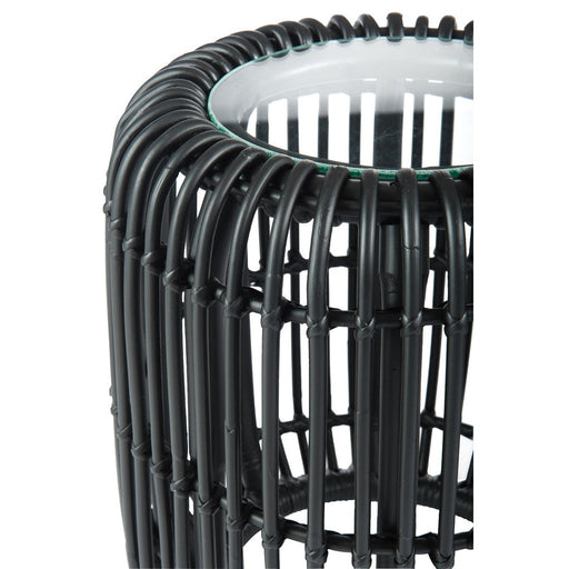Salontafel Zwart Glas Rond 35 cm 35x35x45 cm-Bijzettafels-J-Line