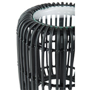 Salontafel Zwart Glas Rond 35 cm 35x35x45 cm-Bijzettafels-J-Line