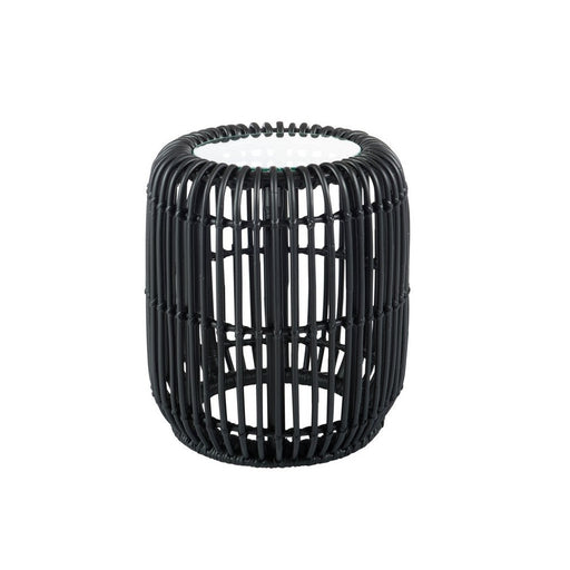 Salontafel Zwart Glas Rond 35 cm 35x35x45 cm-Bijzettafels-J-Line