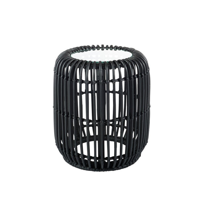 Salontafel Zwart Glas Rond 35 cm 35x35x45 cm-Bijzettafels-J-Line