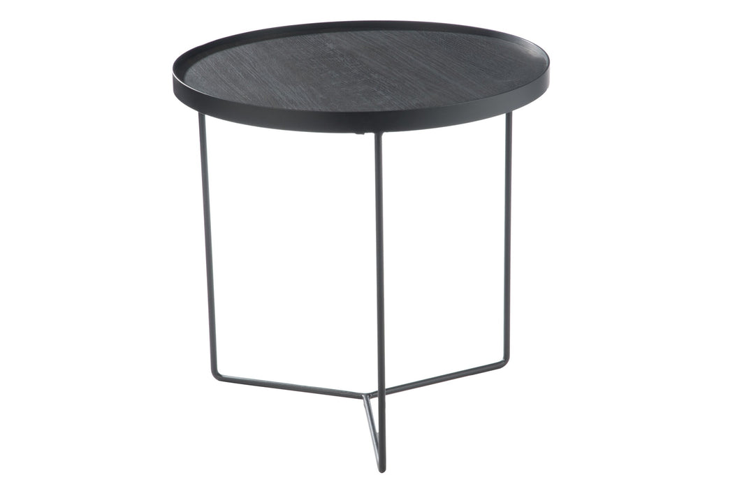Salontafel Zwart Mdf Rond 50 cm 50.5x50.5x50 cm-Bijzettafels-J-Line