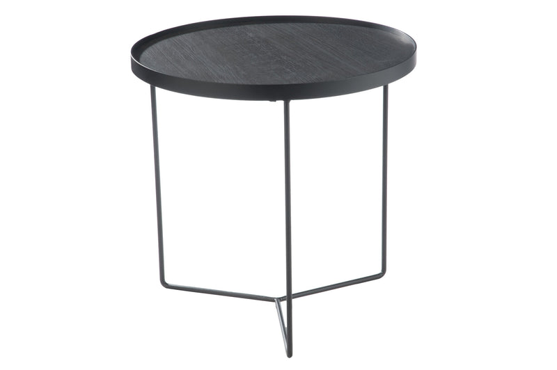 Salontafel Zwart Mdf Rond 50 cm 50.5x50.5x50 cm-Bijzettafels-J-Line