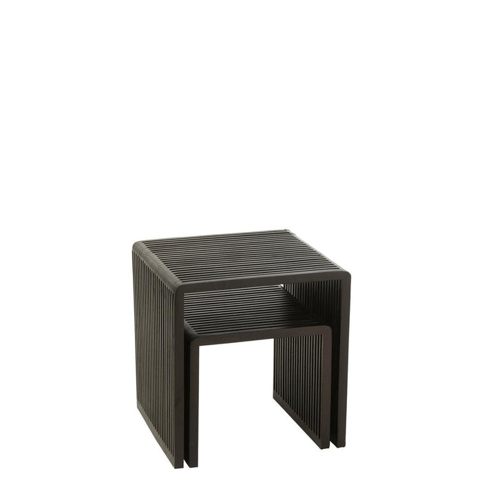 Salontafel Zwart Recycled hout 45 cm 45x50x50 cm-Bijzettafels-J-Line