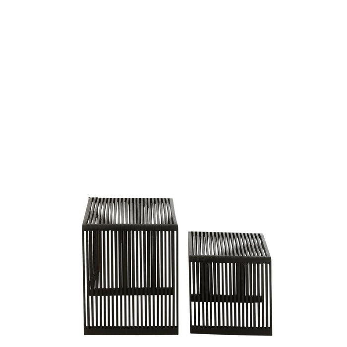 Salontafel Zwart Recycled hout 45 cm 45x50x50 cm-Bijzettafels-J-Line