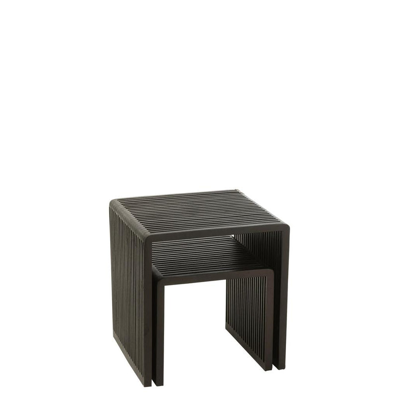 Salontafel Zwart Recycled hout 45 cm 45x50x50 cm-Bijzettafels-J-Line
