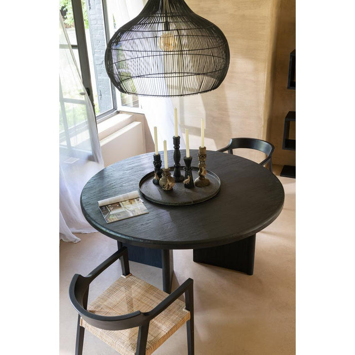 Salontafel Zwart Recycled hout Rond 150 cm 150x150x75 cm-Salontafels-J-Line