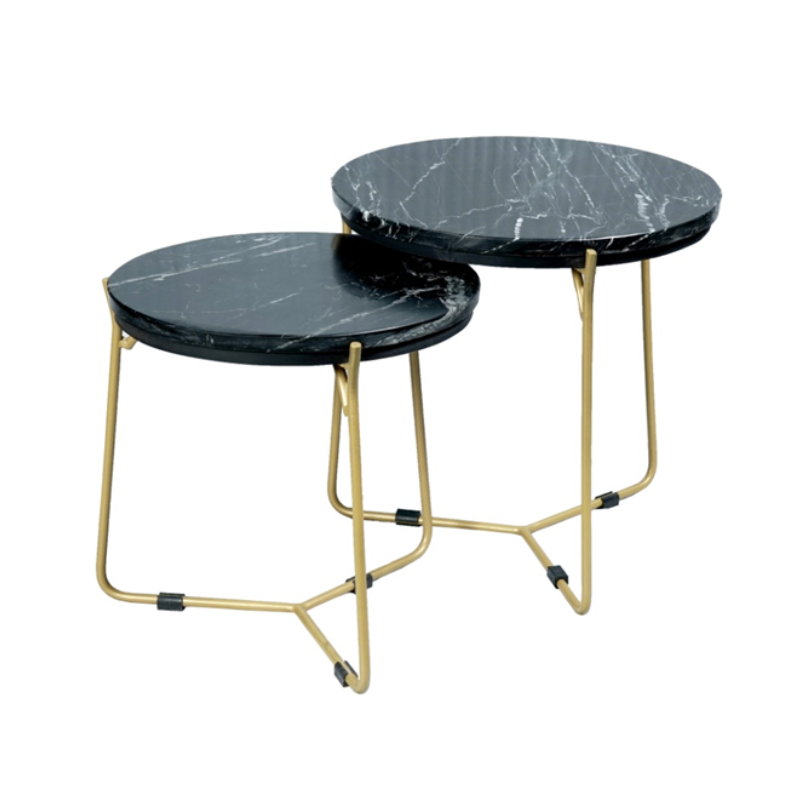 Salontafel set Caly Zwart marmer 50-40 cm 45x45x45 cm-Salontafels-Starfurn