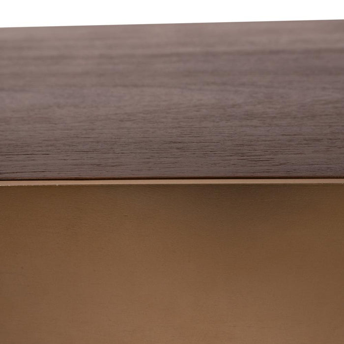 Salontafels Warren Salontafel 90x90x31 Bruin Hout Goud Metaal-Salontafels-PTMD