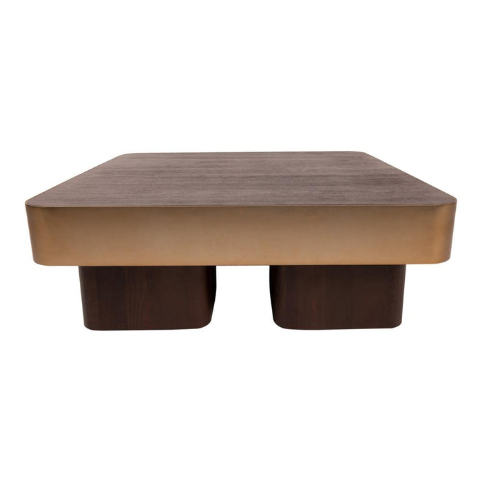 Salontafels Warren Salontafel 90x90x31 Bruin Hout Goud Metaal-Salontafels-PTMD