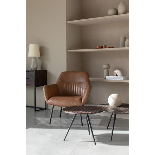 Salontafelset Webster Set van 2 Teak Hout Bruin Ø70x39 cm-Bijzettafels-Creating Home