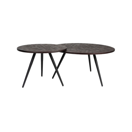 Salontafelset Webster Set van 2 Teak Hout Bruin Ø70x39 cm-Bijzettafels-Creating Home