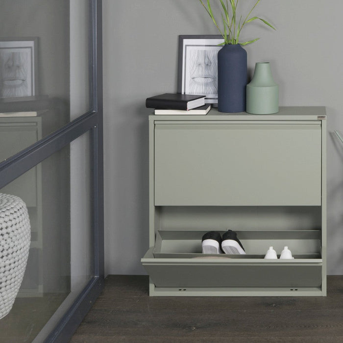 Schoenenkast BILLY 2 Staal Dusty Green 75x22.5x77.5cm-Opbergkasten-Spinder