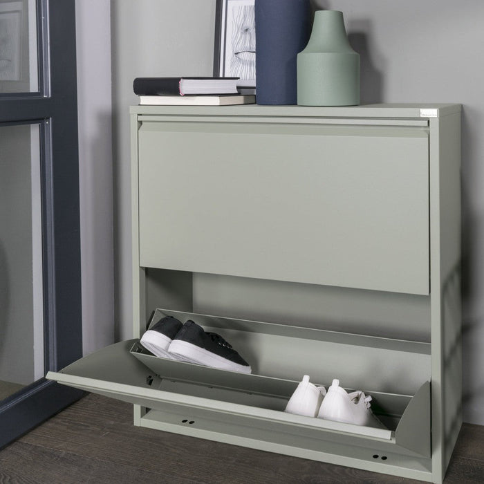 Schoenenkast BILLY 2 Staal Dusty Green 75x22.5x77.5cm-Schoenenrekken-Spinder