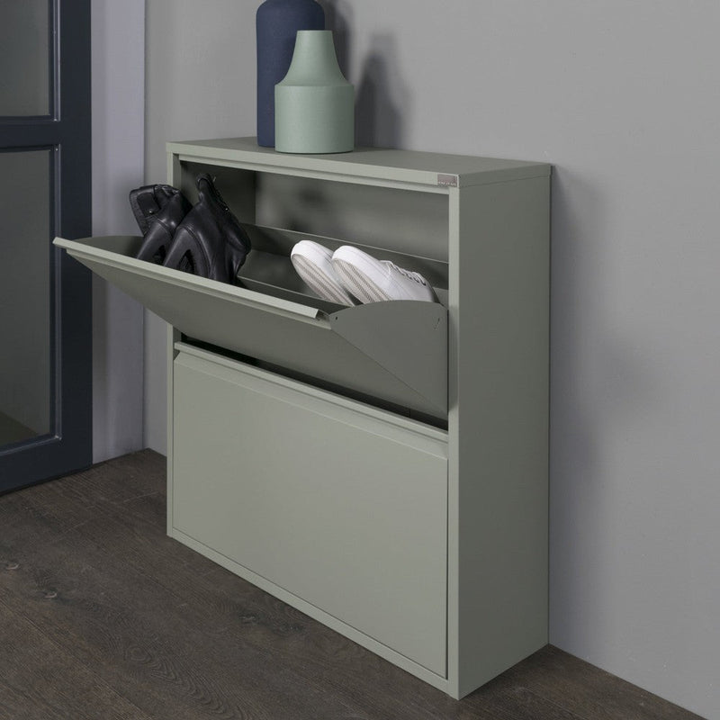 Schoenenkast BILLY 2 Staal Dusty Green 75x22.5x77.5cm-Schoenenrekken-Spinder