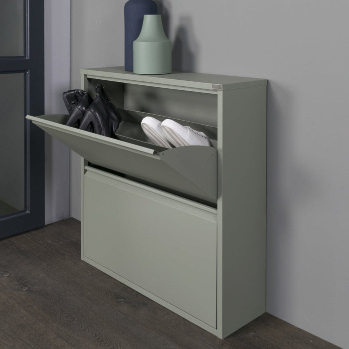 Schoenenkast BILLY 2 Staal Dusty Green 75x22.5x77.5cm-Schoenenrekken-Spinder
