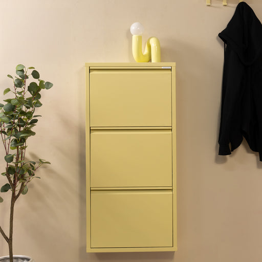 Schoenenkast BILLY 3 Staal Butter Yellow 50x15x103cm-Schoenenrekken-Spinder