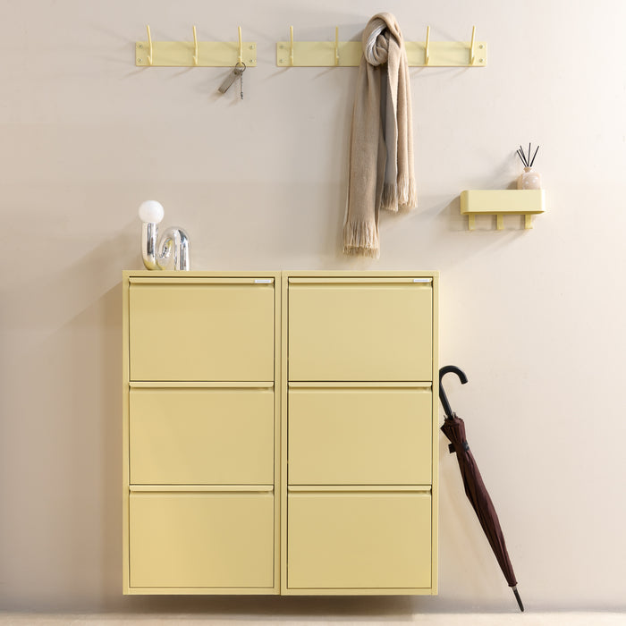 Schoenenkast BILLY 3 Staal Butter Yellow 50x15x103cm-Schoenenrekken-Spinder