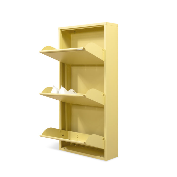 Schoenenkast BILLY 3 Staal Butter Yellow 50x15x103cm-Schoenenrekken-Spinder
