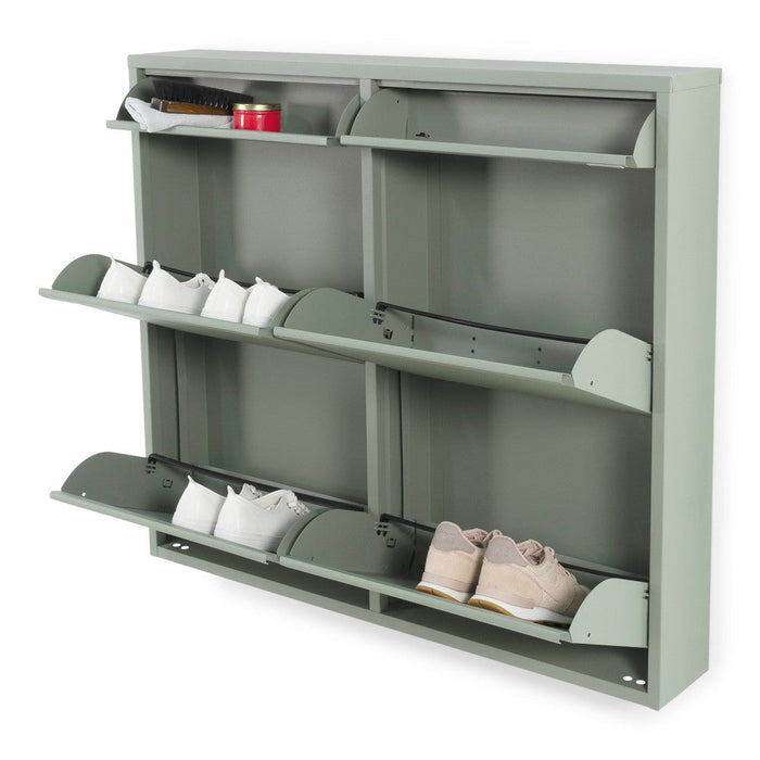 Schoenenkast BILLY 6 Staal Dusty Green 98x15x86cm Spinder Design-Opbergkasten-Spinder