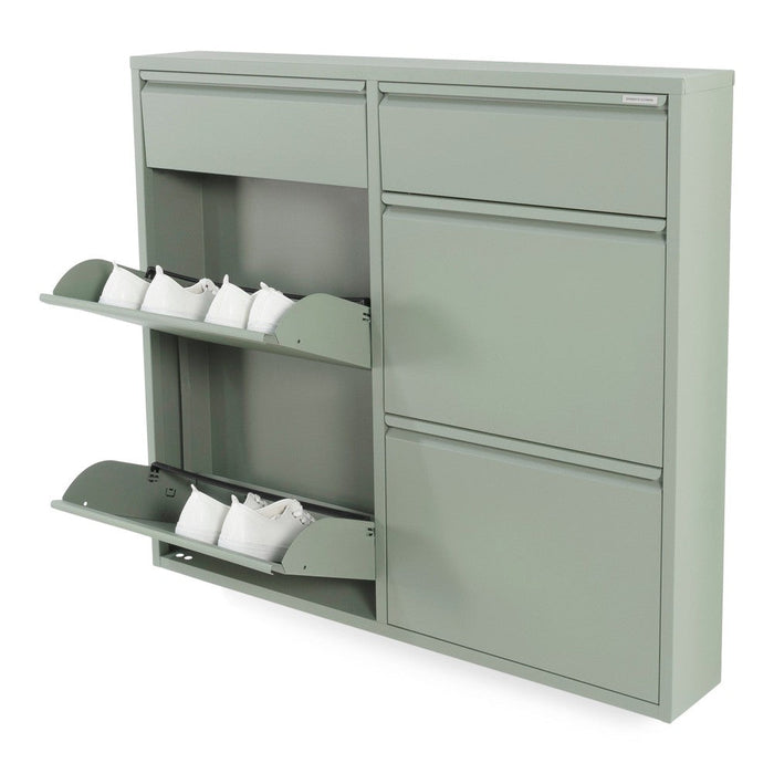 Schoenenkast BILLY 6 Staal Dusty Green 98x15x86cm Spinder Design-Opbergkasten-Spinder