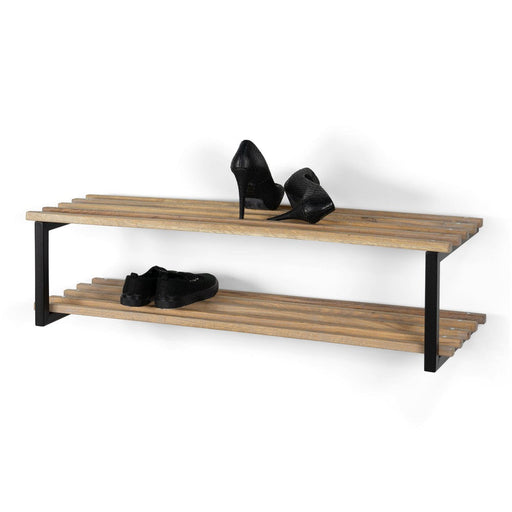 Schoenenrek RIZZOLI Staal Zwart Eiken 100x34x26cm Spinder Design-Schoenenrekken-Spinder