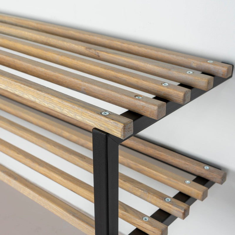 Schoenenrek RIZZOLI Staal Zwart Eiken 100x34x26cm Spinder Design-Schoenenrekken-Spinder