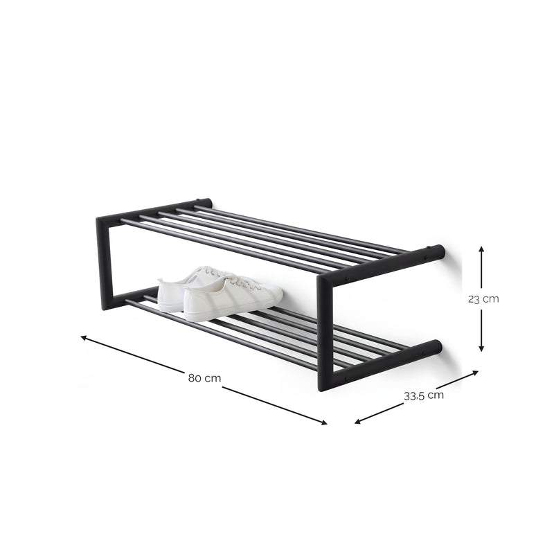 Schoenenrek SOENZ Staal Zwart 80x33.5x23cm Spinder Design-Schoenenrekken-Spinder