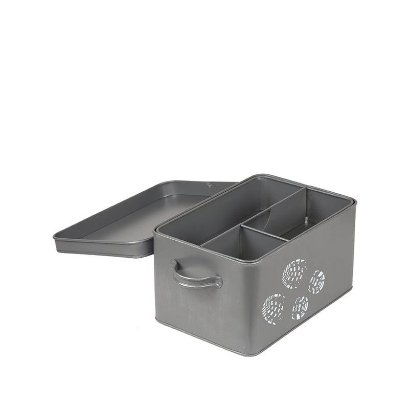 SchoenpoetsOpbergkist Antiek Grijs Metaal - 36x21x16 cm-Opbergdozen en manden-LABEL51