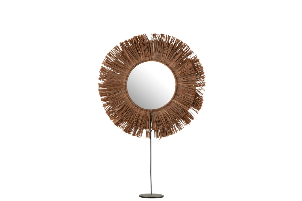 Spiegel Bruin Mirror Rond 9x41 cm-Spiegels-J-Line
