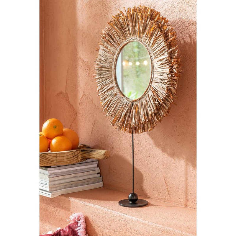 Spiegel Bruin Mirror Rond 9x41 cm-Spiegels-J-Line