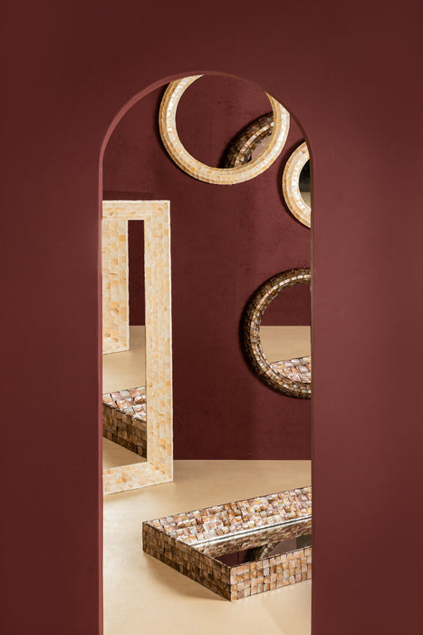 Mirrors Chelsae Cream Poly Rectangular Shell Mirror