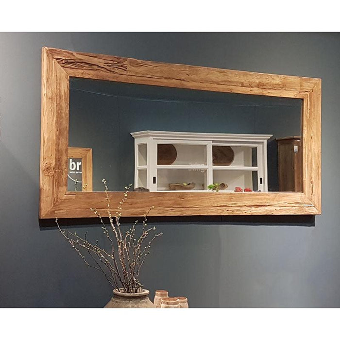 Spiegel Erosie Teakhout Naturel hout 80x4 cm 10630-Spiegels-Livingfurn