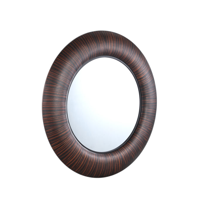 Mirrors Gezzy Brown Wooden Veneer Mirror Thick Frame Round