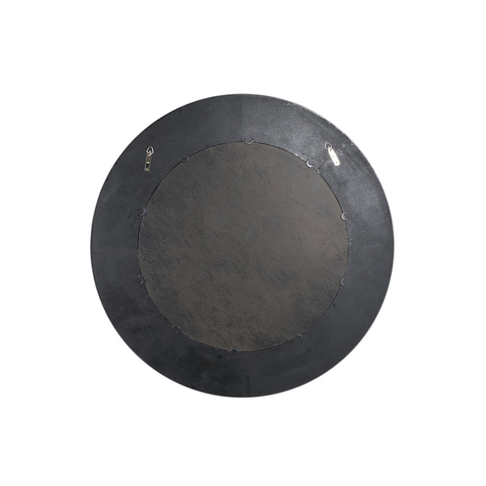 Mirrors Gezzy Brown Wooden Veneer Mirror Thick Frame Round