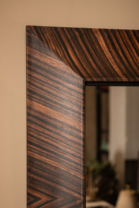 Mirrors Gezzy Brown Wood Veneer Mirror Curl Frame Square