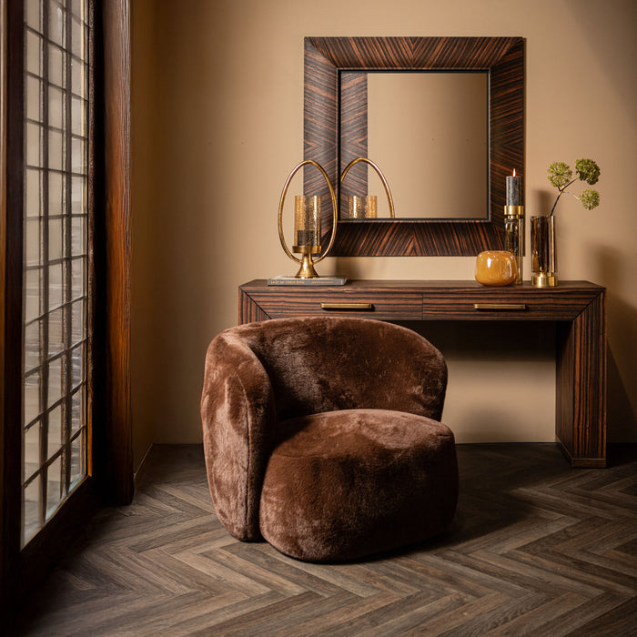 Mirrors Gezzy Brown Wood Veneer Mirror Curl Frame Square