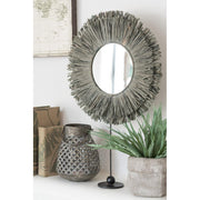 Spiegel Grijs Metaal Rond 9x41 cm-Spiegels-J-Line