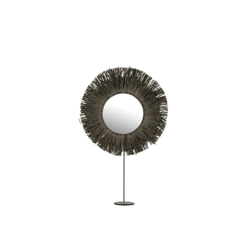 Spiegel Grijs Metaal Rond 9x41 cm-Spiegels-J-Line