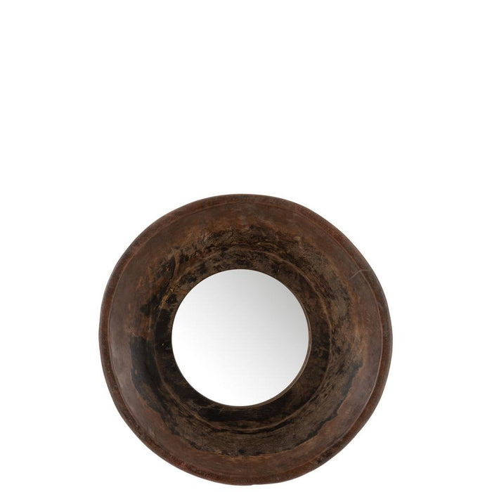 Spiegel Komvorm Gerecycleerd Mirror, Recycled Hout Bruin-Spiegels-J-Line