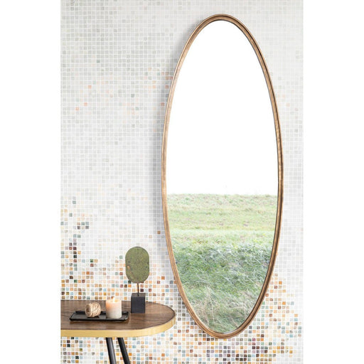 Spiegel Matz Oval L Antique Brass Metaal Bronze 60x160 cm-Spiegels-Creating Home