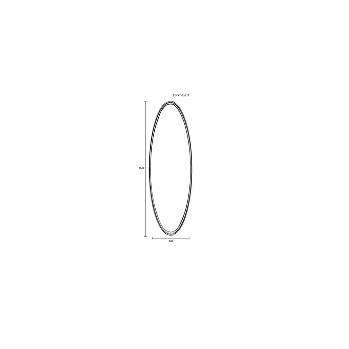 Spiegel Matz Oval L Antique Brass Metaal Bronze 60x160 cm