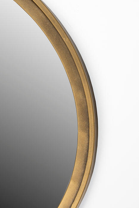 Spiegel Matz Rond Antique Brass Metaal Bronze Ø60x2.7 cm-Spiegels-Creating Home
