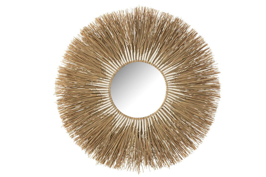 Spiegel Melissa Straw Naturel/Wit Groot 2.5x101x101 cm-Spiegels-J-Line