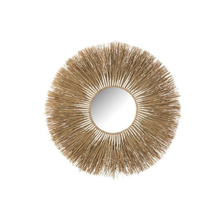 Spiegel Melissa Straw Naturel/Wit Groot 2.5x101x101 cm-Spiegels-J-Line