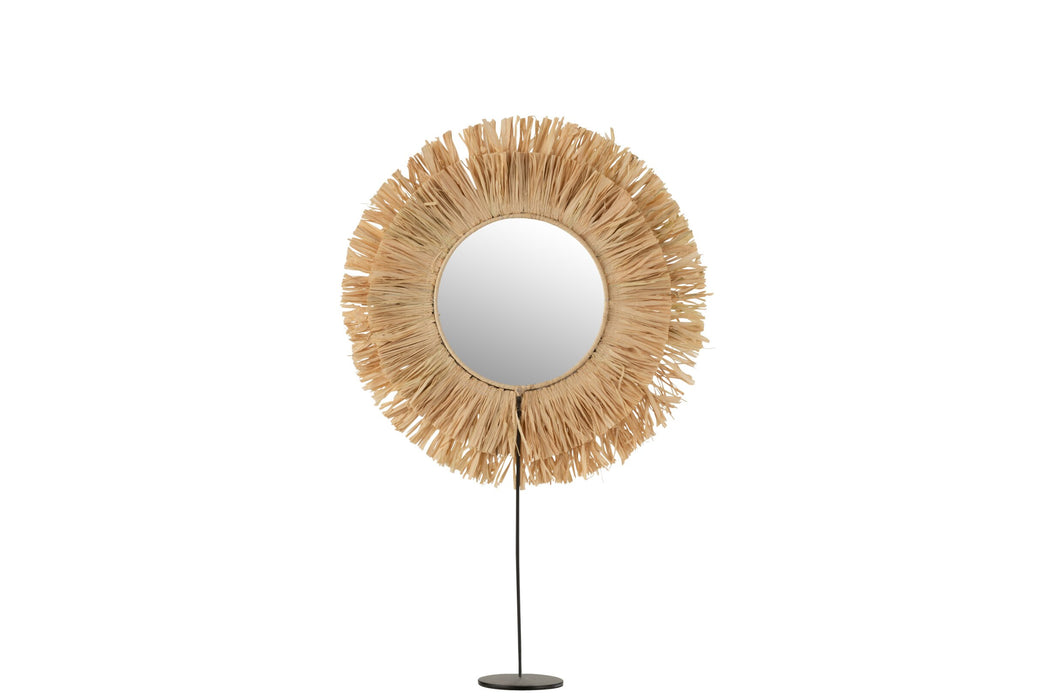 Spiegel Naturel Raffia Rond 9x41 cm-Spiegels-J-Line