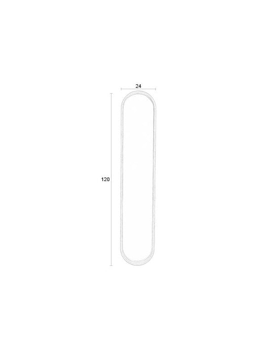 Spiegel Nyko Oval Rubber hout Beige 120x24 cm-Spiegels-Creating Home