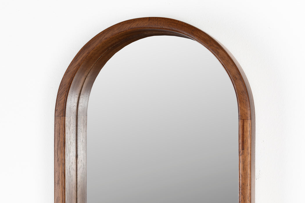 Spiegel Nyko Oval Rubber hout Beige 120x24 cm-Spiegels-Creating Home
